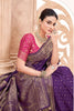 Purple Banarasi Silk Saree with Gold Zari Border Rich Pallu