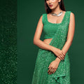 Designer Heavy Green Sequin Saree Cocktail, Sangeet Party Wear Saree