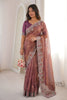 Mauve Rose Gold Tissue Silk Saree Heavy Embroidered Border