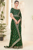 Dark Green Embroidered Designer Saree with Sequins Work Blouse