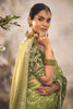 Light Olive Green Soft Silk Saree with Zari Border Designer Blouse