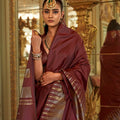 Maroon Designer Silk Saree with Metallic Zari Border Pallu
