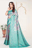 Sea Green Banarasi Silk Saree with Pink Woven Zari Design