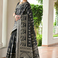 Black Cotton Silk Saree Traditional Woven Design and Rich Border