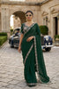 Dark Green Georgette Saree Stone Embroidered Border Designer Blouse