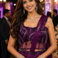 Purple Ready-to-Wear Designer Draped Saree Sequins Blouse