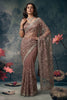 Mauve Designer Net Saree with Heavy Embroidered Sequins Work