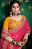Pink Bandhej Georgette Saree and Yellow Designer Blouse