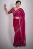 Designer Rani Pink Georgette Saree Heavy Embroidered Border Sequins Work