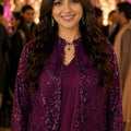 Wine Purple Sequins Ready to Wear Designer Saree with Embellished Jacket