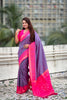 Grey Rani Pink Printed Saree with Designer Border Party Wear Saree