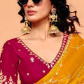 Designer Mustard Yellow Embroidered Saree Sequence Work