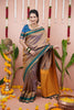 Mauve Silk Saree with Green Woven Border Traditional Design
