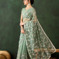 Mint Green Net Embroidered Saree Designer Saree