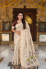 Beige Linen Silk Saree with Hand Painted Lotus Pallu Designer Blouse