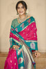 Rani Pink Teal Green Banarasi Silk Saree with Rich Gold Zari Border