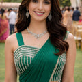 Emerald Green Georgette Saree with Embroidered Designer Blouse