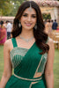 Emerald Green Georgette Saree with Embroidered Designer Blouse