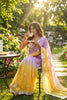 Lavender Yellow with Embroidered Border Lightweight Party Wear Saree