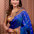 Royal Blue Paithani Silk Saree with Golden Zari Border