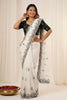 White Organza Saree with Black Embroidered Border