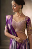 Elegant Grey Silk Saree with Contrast Purple Zari Border
