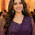 Purple Sequins Ready to Wear Designer Saree with Embroidered Blouse