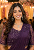 Purple Sequins Ready to Wear Designer Saree with Embroidered Blouse