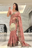 Dusty Pink Embroidered Silk Saree with Heavy Designer Border