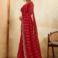 Red Designer Saree Heavy Embroidery Border Sequins Georgette Saree
