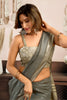 Grey Silk Saree with Zari Border Designer Traditional Saree