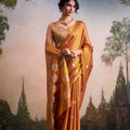 Golden Mustard Silk Saree with Zari Polka Dot Weaving Designer Saree