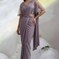 Mauve Ready to Wear Designer Saree with Embellished Blouse