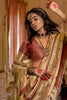 Golden Banarasi Silk Saree Red Border Floral Buti Weaving Traditional Wear Saree