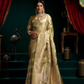 Olive Green Banarasi Silk Saree Heavy Gold Zari Weaving Rich Pallu