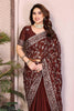 Wine Brown Designer Embroidered Saree Heavy Sequins Work