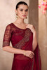 Wine Red Georgette Saree with Embroidered Border Designer Blouse
