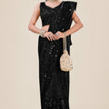 Black Net Saree with Heavy Sequins Embroidery Designer Blouse