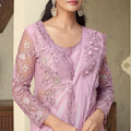 Lavender Net Embroidered Saree with Designer Blouse