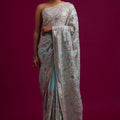 Sea Green Heavy Embroidered Designer Saree with Blouse