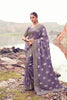 Lavender Silk Saree with Heavy Golden Embroidery Designer Blouse