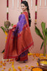 Purple Silk Saree with Red Woven Border and Traditional Design