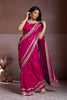 Rani Pink Embroidered Chiffon Saree with Zari Border Party Wear