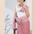 Dusty Rose Pink Floral Printed Saree Casual Saree