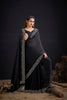 Black Organza Silk Saree Embroidered Border Designer Saree
