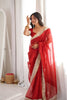 Designer Red Georgette Saree with Heavy Embroidery Sequin Work