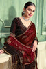 Black Maroon Velvet Embroidered Saree with Designer Blouse