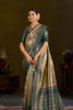 Elegant Gold Kanjivaram Silk Saree with Teal Green Zari Border