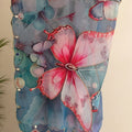 Sky Blue Butterfly Digital Printed Organza Saree with Scalloped Border