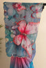 Sky Blue Butterfly Digital Printed Organza Saree with Scalloped Border